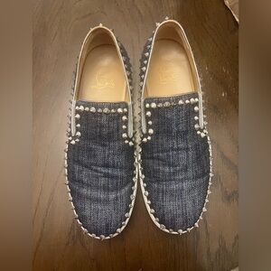Christian Louboutin Spike Accent Denim Sneakers size 41
